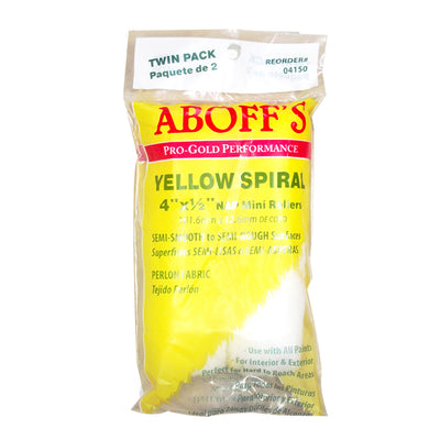 Aboff's Yellow Spiral 4" x 1/2" Paint Rollers 2 pack, available at Aboff's in New York and Long Island.