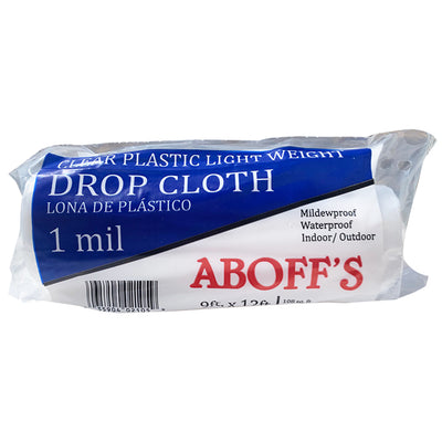 Aboff's 9x12 1mil clear plastic drop cloth, available at Aboff's in New York and Long Island.