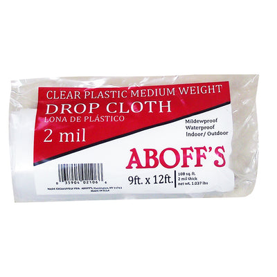 Aboff's 9x12 2mil clear plastic drop cloth, available at Aboff's in New York and Long Island.
