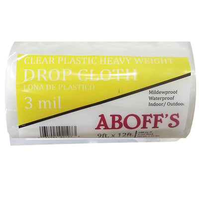 Aboff's 9x12 3mil clear plastic drop cloth, available at Aboff's in New York and Long Island.